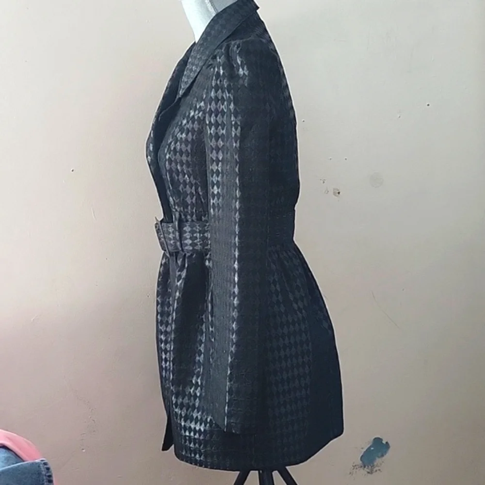 Candie's Brand Black Button Down Coat With Belt, Size: L - Picture 6 of 9